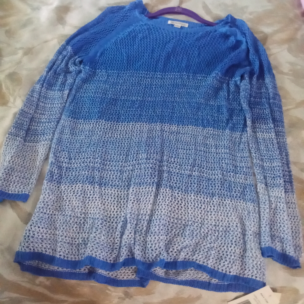Blue and White Knit Sweater
